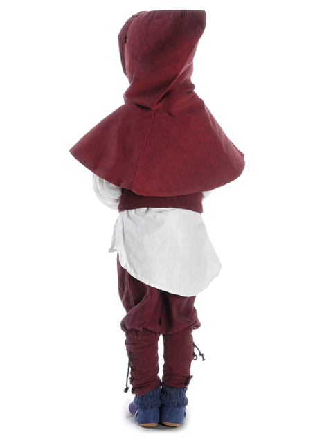 Mittelalter Kinderkapuze Liadarz in Rot Rückansicht 2