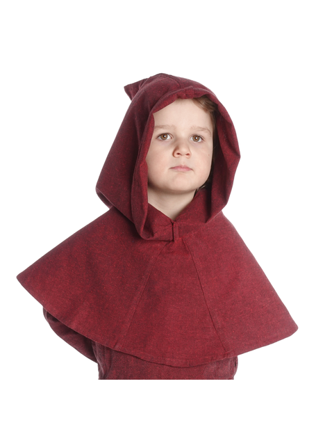 Mittelalter Kinderkapuze Liadarz in Rot Frontansicht 2
