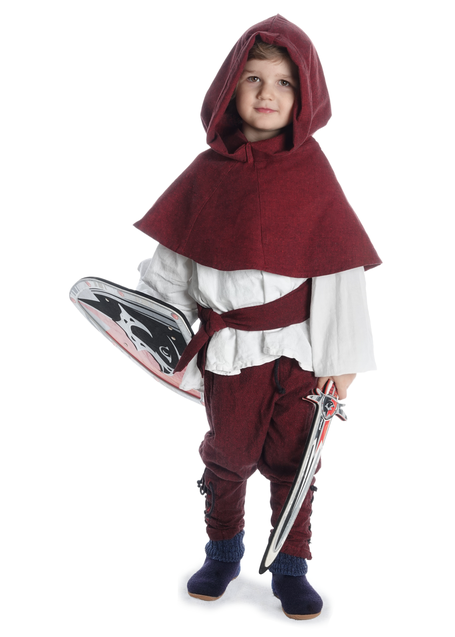 Mittelalter Kinderkapuze Liadarz in Rot Frontansicht 4