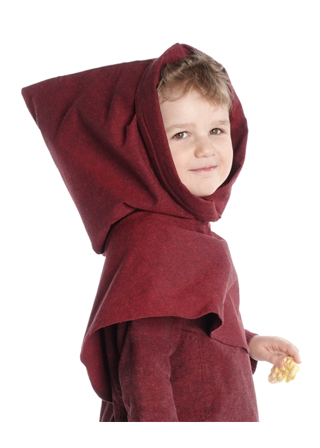 Mittelalter Kinderkapuze Liadarz in Rot Seitenansicht