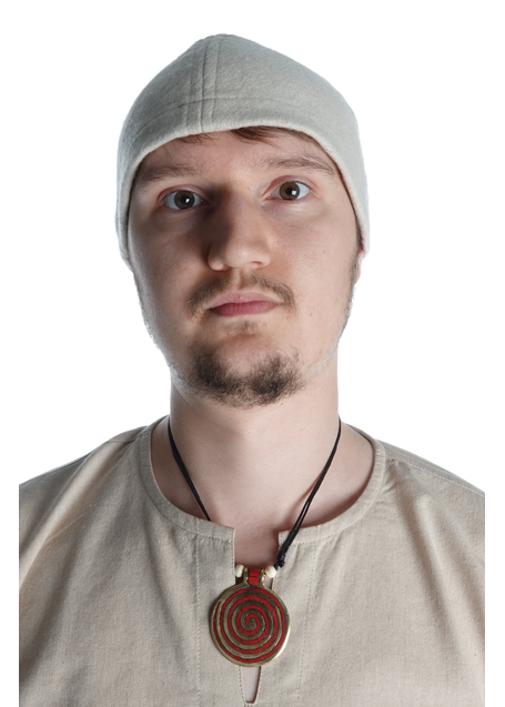 Wikinger Kappe Fafnir in Beige Frontansicht