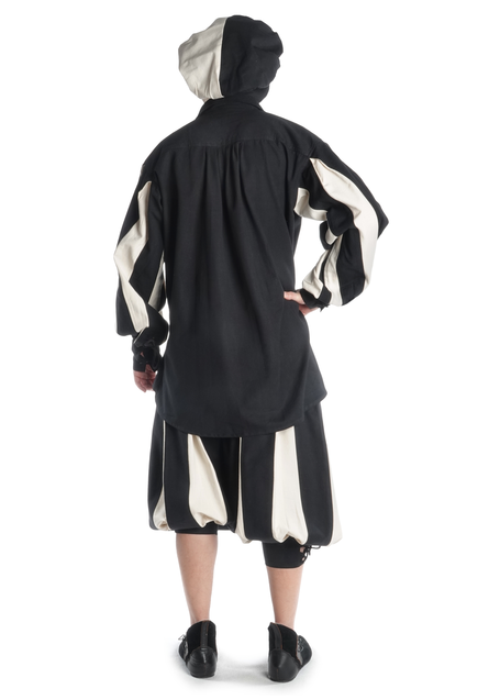 Landsknecht Schnürhemd Titurel in Schwarz-Beige Rückansicht