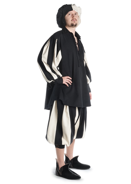 Landsknecht Schnürhemd Titurel in Schwarz-Beige Seitenansicht