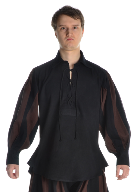 Landsknecht Schnürhemd Titurel in Schwarz-Braun Frontansicht