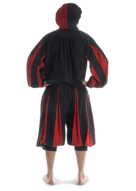 Landsknecht Schnürhemd Titurel in Schwarz-Feuerrot Rückansicht