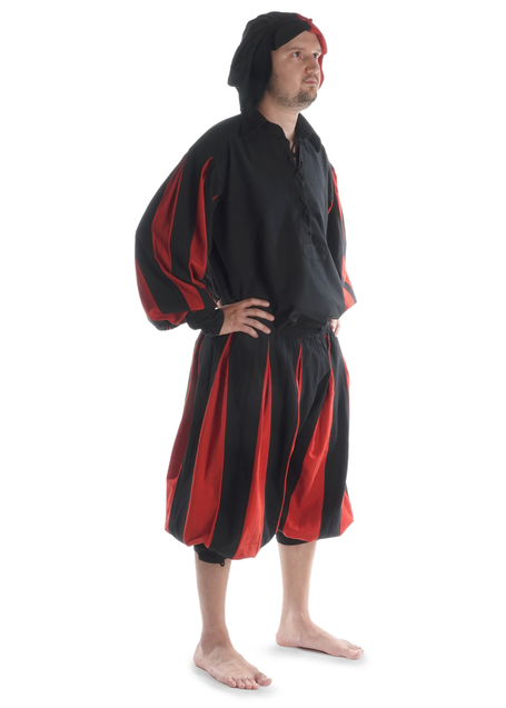 Landsknecht Schnürhemd Titurel in Schwarz-Feuerrot Seitenansicht