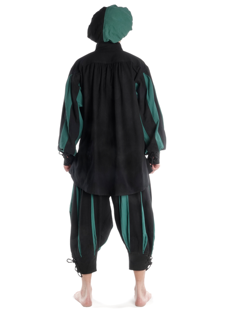 Landsknecht Schnürhemd Titurel in Schwarz-Grün Rückansicht 2