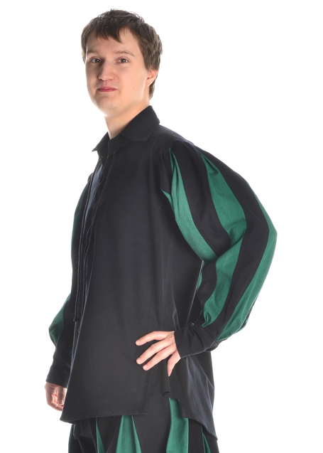 Landsknecht Schnürhemd Titurel in Schwarz-Grün Seitenansicht