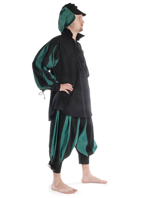 Landsknecht Schnürhemd Titurel in Schwarz-Grün Seitenansicht 2