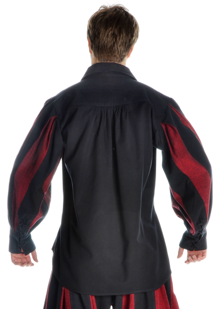 Landsknecht Schnürhemd Titurel in Schwarz-Rot Rückansicht