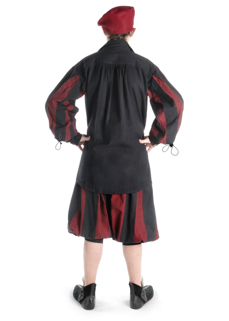 Landsknecht Schnürhemd Titurel in Schwarz-Rot Rückansicht 2