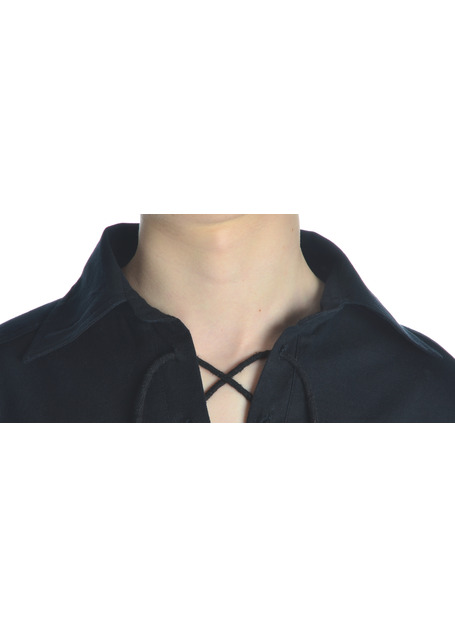 Landsknecht Schnürhemd Titurel in Schwarz-Rot Detailansicht