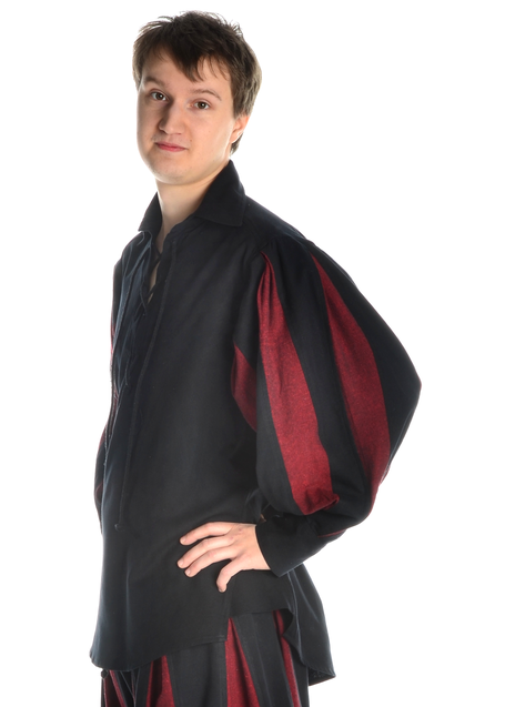 Landsknecht Schnürhemd Titurel in Schwarz-Rot Seitenansicht