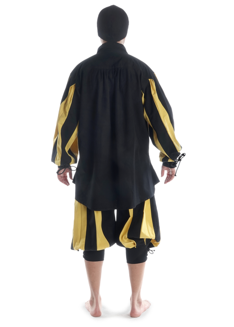 Landsknecht Schnürhemd Titurel in Schwarz-Gelb Rückansicht