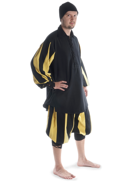 Landsknecht Schnürhemd Titurel in Schwarz-Gelb Seitenansicht