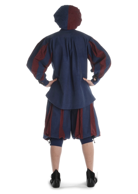 Landsknecht Schnürhemd Titurel in Blau-Rot Rückansicht