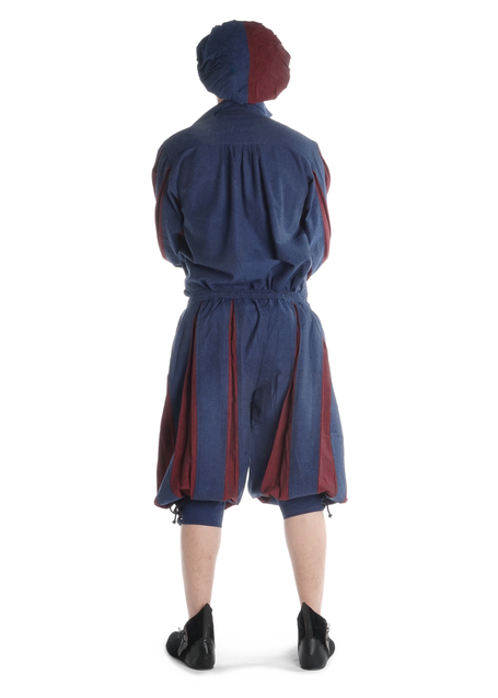 Landsknecht Schnürhemd Titurel in Blau-Rot Rückansicht 2