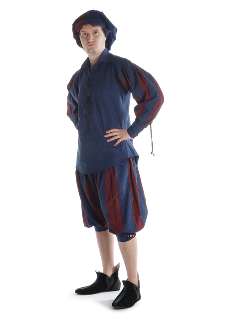 Landsknecht Schnürhemd Titurel in Blau-Rot Seitenansicht