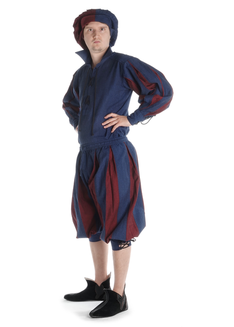 Landsknecht Schnürhemd Titurel in Blau-Rot Seitenansicht 2