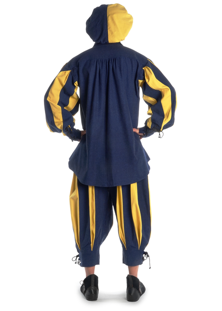 Landsknecht Schnürhemd Titurel in Blau-Gelb Rückansicht