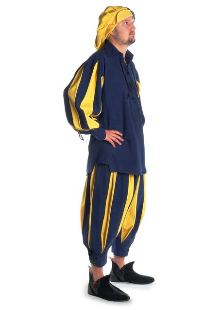 Landsknecht Schnürhemd Titurel in Blau-Gelb Seitenansicht