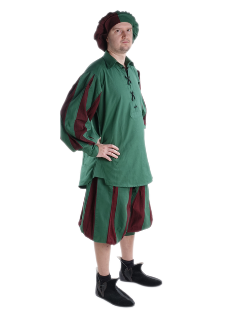 Landsknecht Schnürhemd Titurel in Grün-Rot Seitenansicht