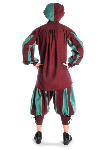 Landsknecht Schnürhemd Titurel in Rot-Grün Rückansicht