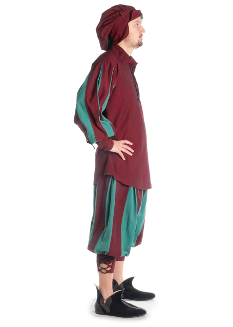 Landsknecht Schnürhemd Titurel in Rot-Grün Seitenansicht