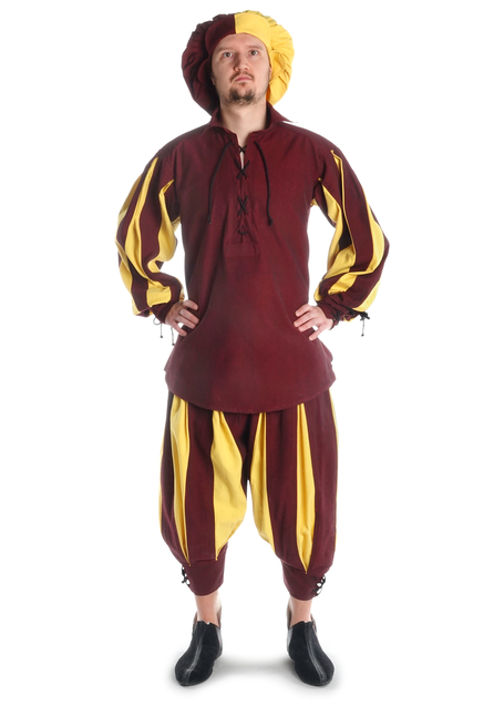 Landsknecht Schnürhemd Titurel in Rot-Gelb Frontansicht