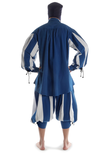 Landsknecht Schnürhemd Titurel in Königsblau-Weiß Rückansicht