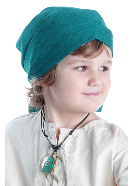 Mittelalter Kopftuch Albewin in Grün Frontansicht 2