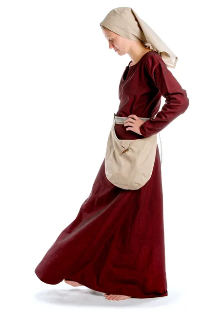 Mittelalter Kopftuch Laudamie in Hanffarben Seitenansicht 2