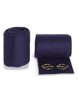 Mittelalter Wadenwickel Balder Set mit Fibeln in Blau Frontansicht 2