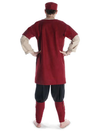 Mittelalter Wadenwickel Balder Set mit Fibeln in Rot Rückansicht