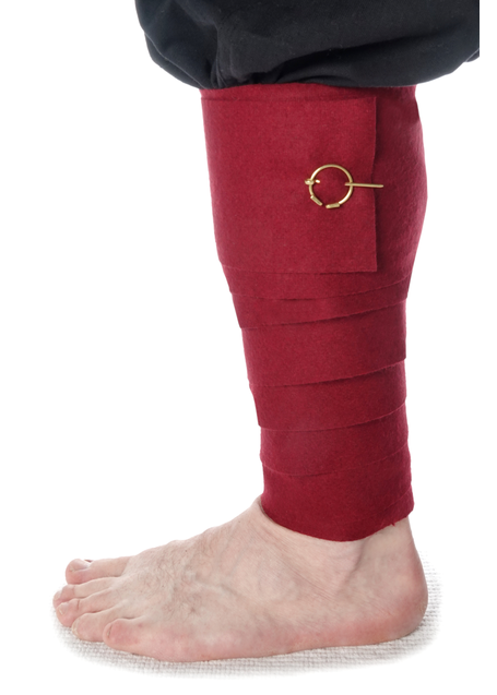 Mittelalter Wadenwickel Balder Set mit Fibeln in Rot Frontansicht