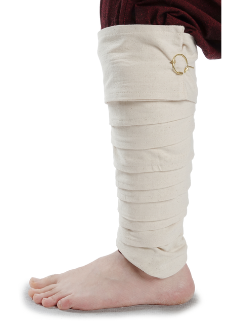 Mittelalter Wadenwickel Balder Set mit Fibeln in Beige Frontansicht