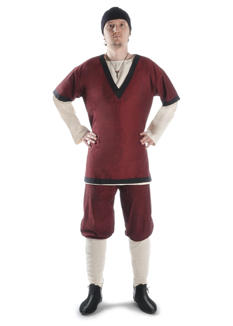 Mittelalter Wadenwickel Balder Set mit Fibeln in Beige Frontansicht 2