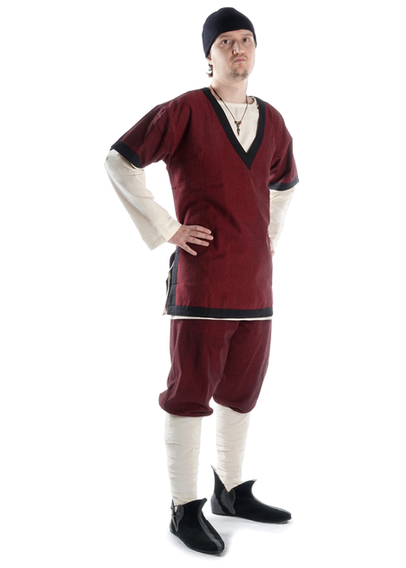 Mittelalter Wadenwickel Balder Set mit Fibeln in Beige Seitenansicht 2