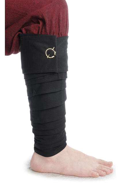 Mittelalter Wadenwickel Balder Set mit Fibeln in Schwarz Frontansicht