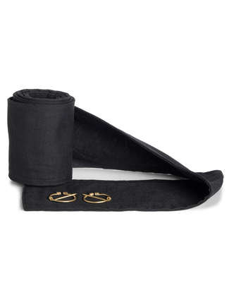 Mittelalter Wadenwickel Balder Set mit Fibeln in Schwarz Frontansicht 2