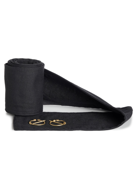 Mittelalter Wadenwickel Balder Set mit Fibeln in Schwarz Frontansicht 2