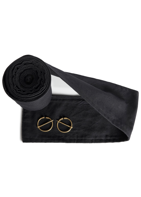 Mittelalter Wadenwickel Balder Set mit Fibeln in Schwarz Frontansicht 3