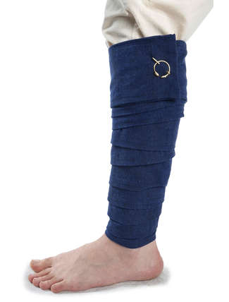 Mittelalter Wadenwickel Balder Set mit Fibeln in Blau Frontansicht