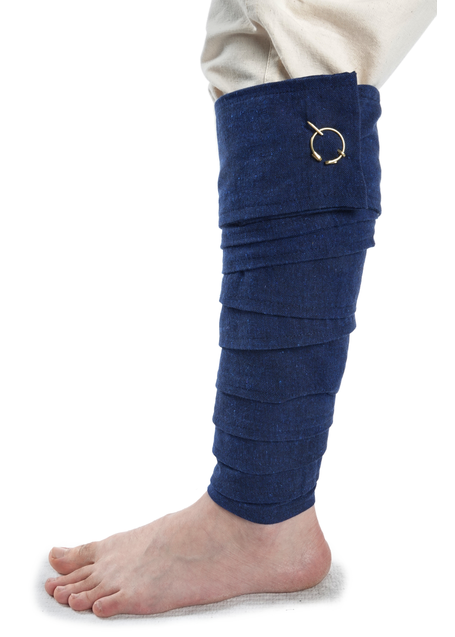 Mittelalter Wadenwickel Balder Set mit Fibeln in Blau Frontansicht