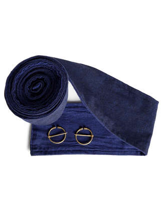 Mittelalter Wadenwickel Balder Set mit Fibeln in Blau Frontansicht 3