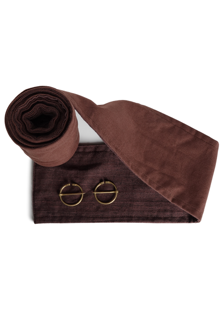 Mittelalter Wadenwickel Balder Set mit Fibeln in Braun Frontansicht 3