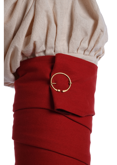 Mittelalter Wadenwickel Balder Set mit Fibeln in Feuerrot Detailansicht