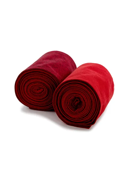 Mittelalter Wadenwickel Balder Set mit Fibeln in Feuerrot Detailansicht 2