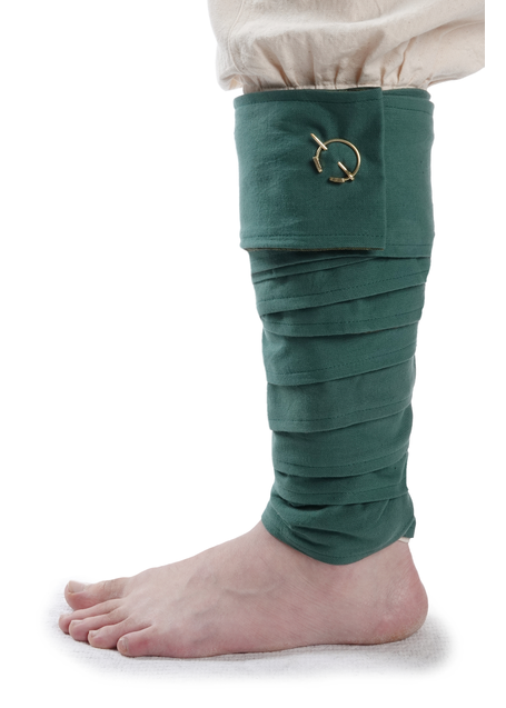 Mittelalter Wadenwickel Balder Set mit Fibeln in Grün Frontansicht