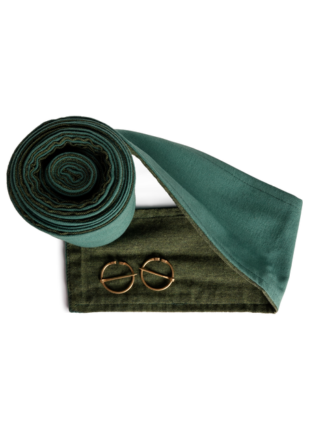 Mittelalter Wadenwickel Balder Set mit Fibeln in Grün Frontansicht 3